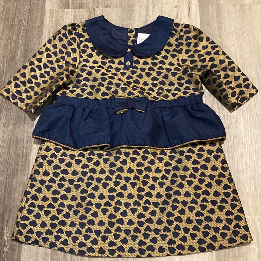 Heirloom Heart girls navy and gold dress size 5T